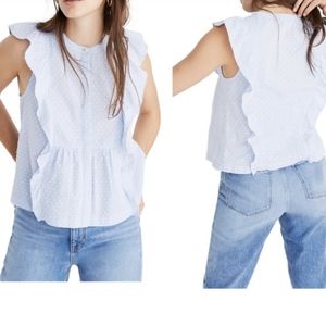 NWT Madewell Swiss Dot Ruffle Top